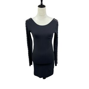 MCQ Alexander McQueen Black Dress Long Sleeve Zipper Detail Bodycon‎ XS Edgy